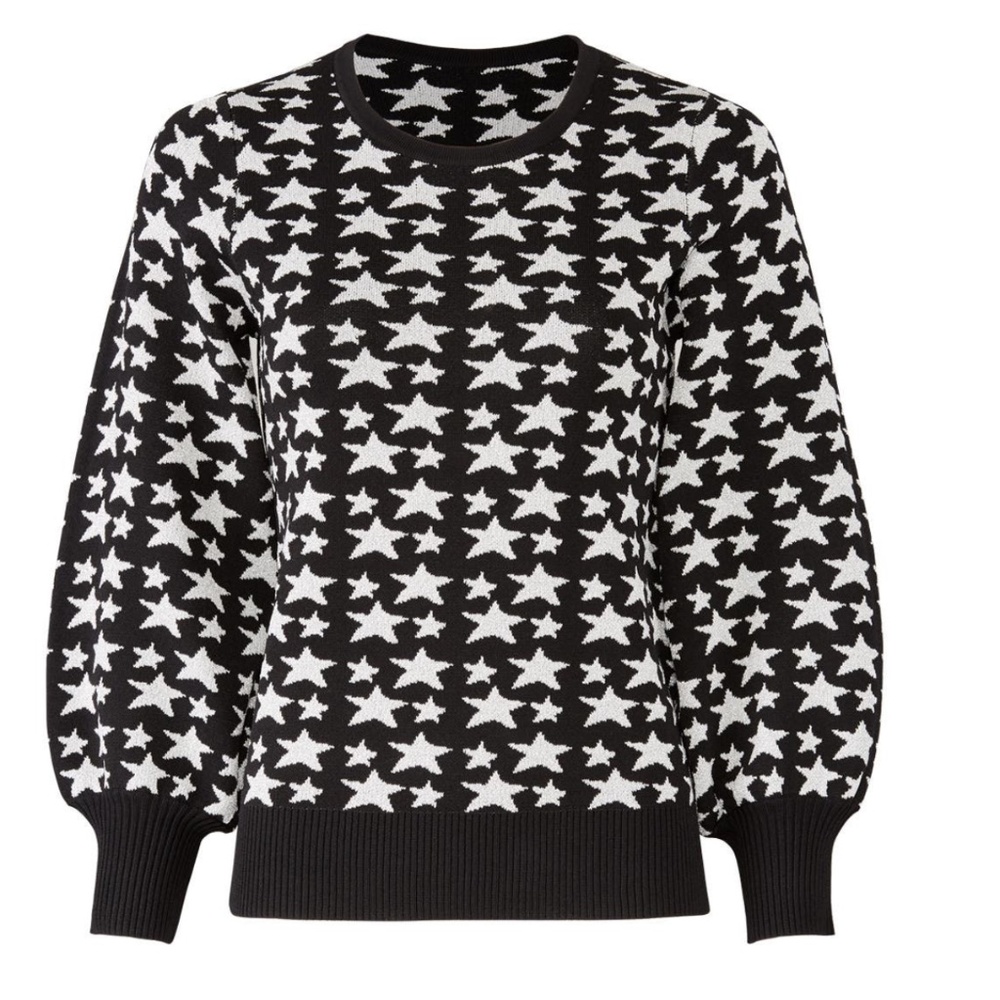 Pre-Loved - Parker, Beven Metallic Knit Stars Sweater Black & Silver (L)